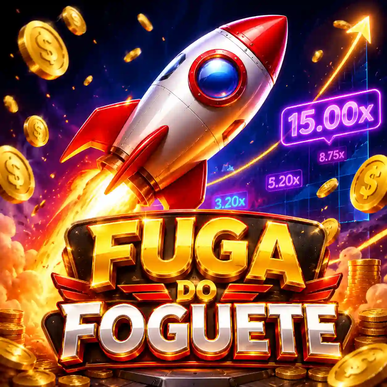 Ilustração de jogo crash com foguete similar ao estilo Aviator
